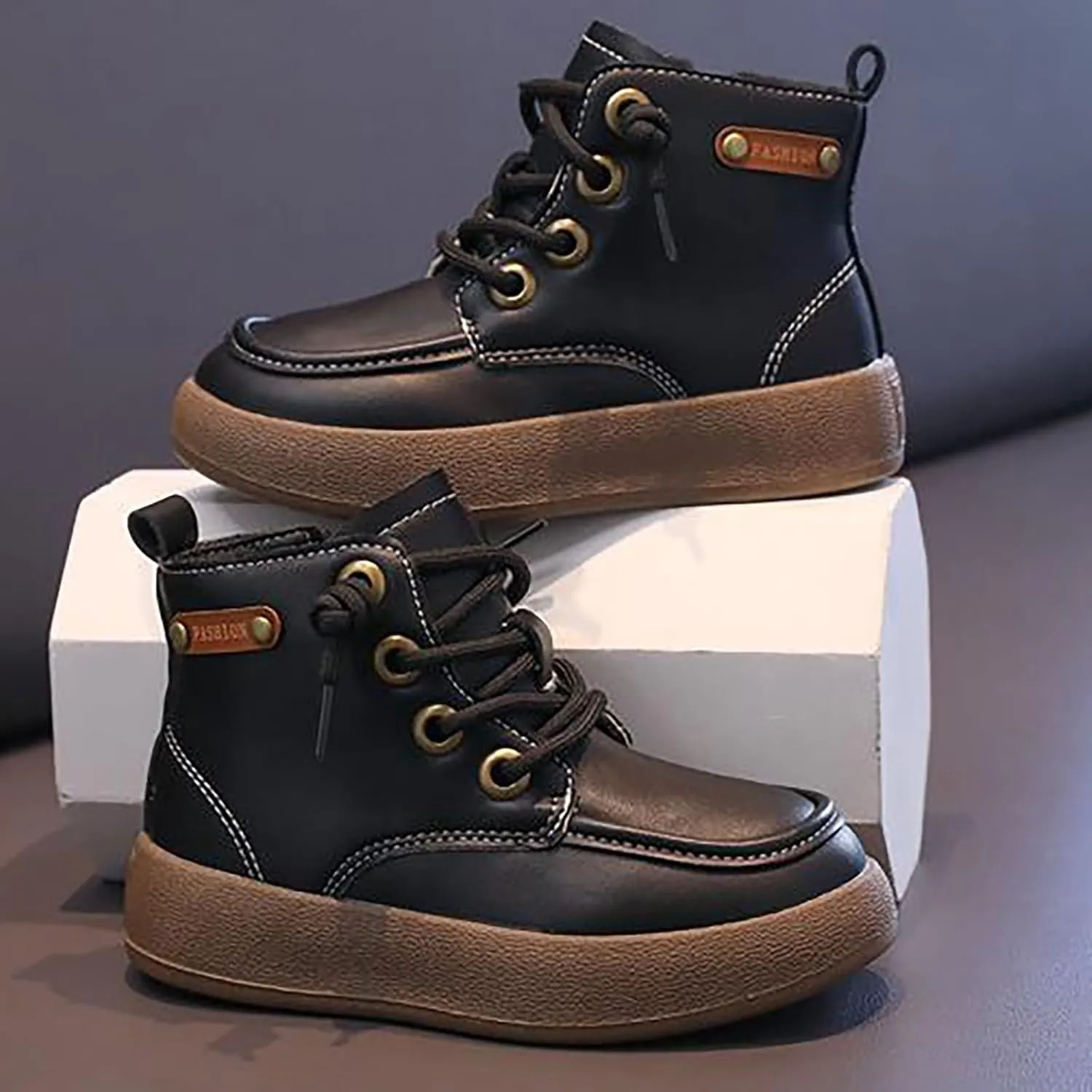 Kids School Ankle Boots for Little Child Classic Water-Proof Comfort Work Boot Unisex Rain Boots Youth Boys Size 5