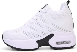 Ladies Jazz Shoes Lace Up Mesh Sneakers - Breathable Cushion Ladies Split Sole Sports Walking Dance Shoes Thick Sole