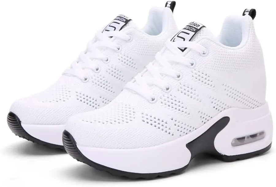 Ladies Jazz Shoes Lace Up Mesh Sneakers - Breathable Cushion Ladies Split Sole Sports Walking Dance Shoes Thick Sole