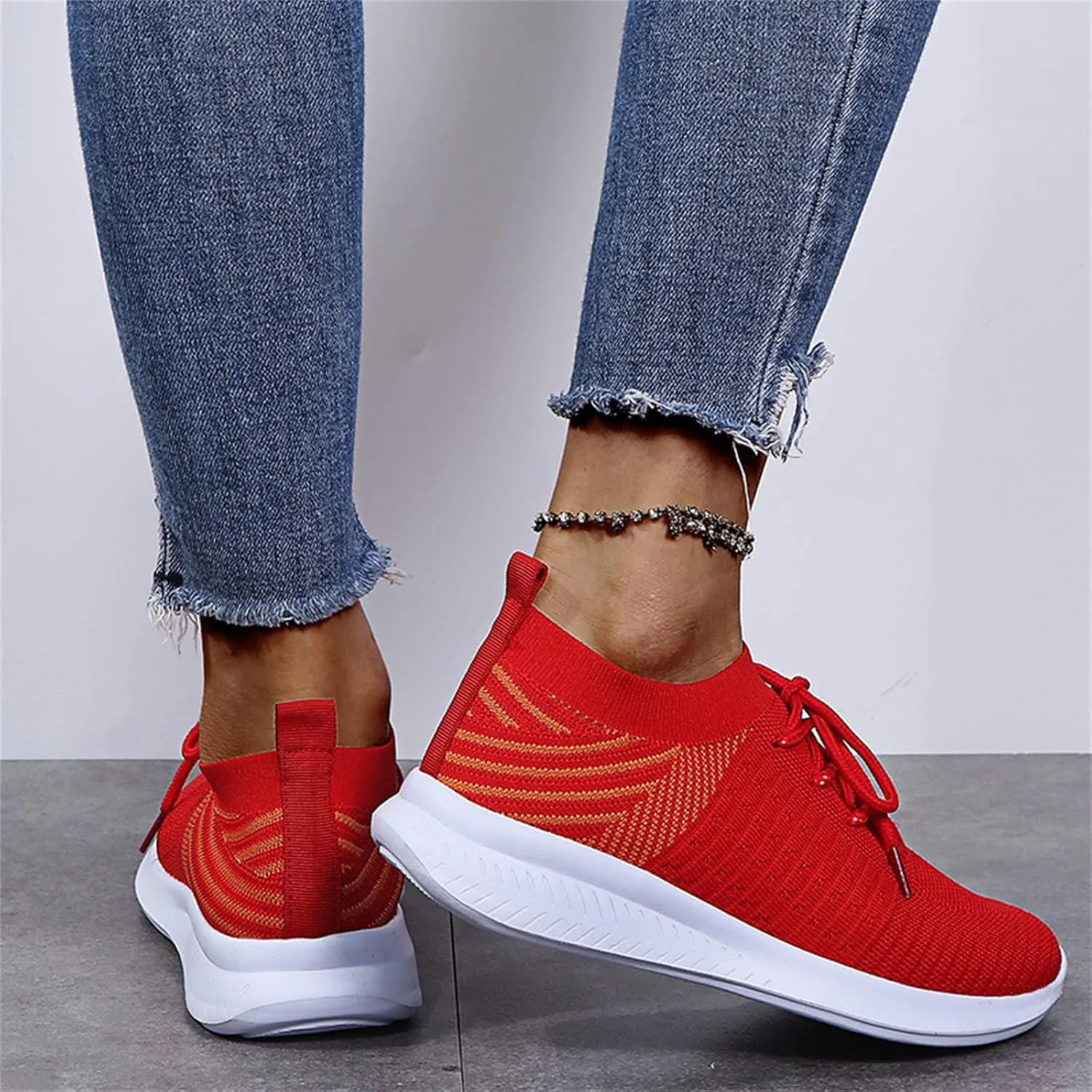 Lausiuoe Sneakers For Women Walking Shoes Comfortable Sock Sneakers Mesh Slip On Air Cushion Platform Loafers