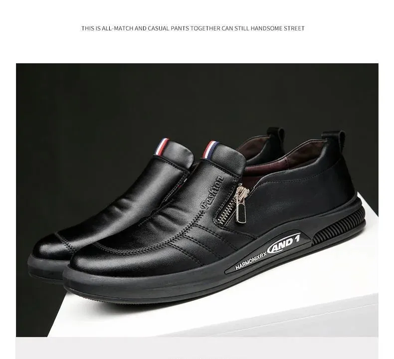 Leather shoes for men in spring new Korean casual leather shoes small white shoes fashionable and trendy breathable driving shoe