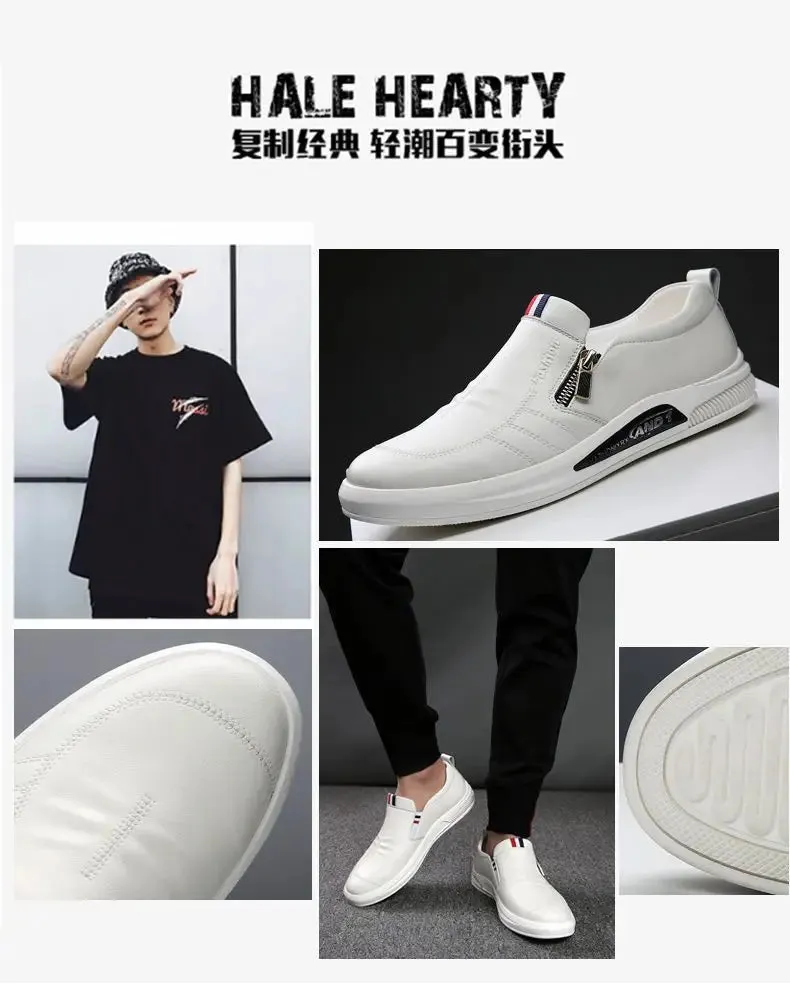 Leather shoes for men in spring new Korean casual leather shoes small white shoes fashionable and trendy breathable driving shoe
