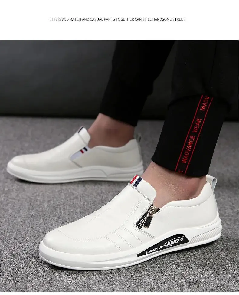 Leather shoes for men in spring new Korean casual leather shoes small white shoes fashionable and trendy breathable driving shoe