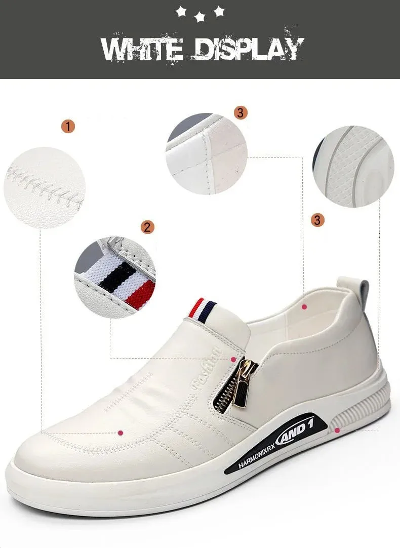 Leather shoes for men in spring new Korean casual leather shoes small white shoes fashionable and trendy breathable driving shoe