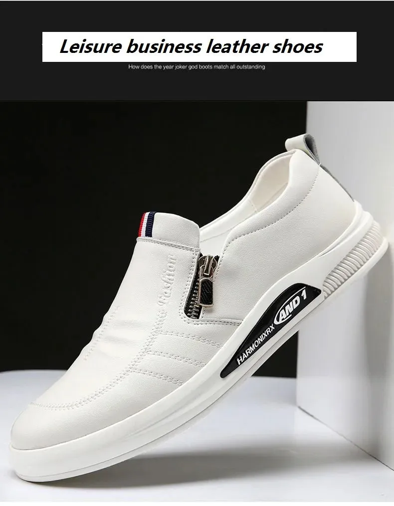Leather shoes for men in spring new Korean casual leather shoes small white shoes fashionable and trendy breathable driving shoe