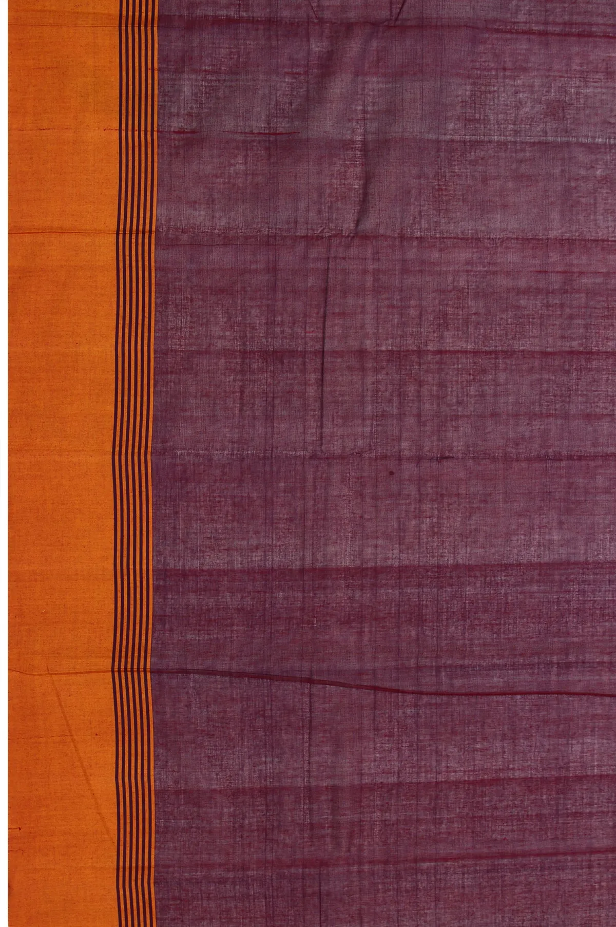 Magenta Kanchi Cotton Saree with Mustard Plain Stripes