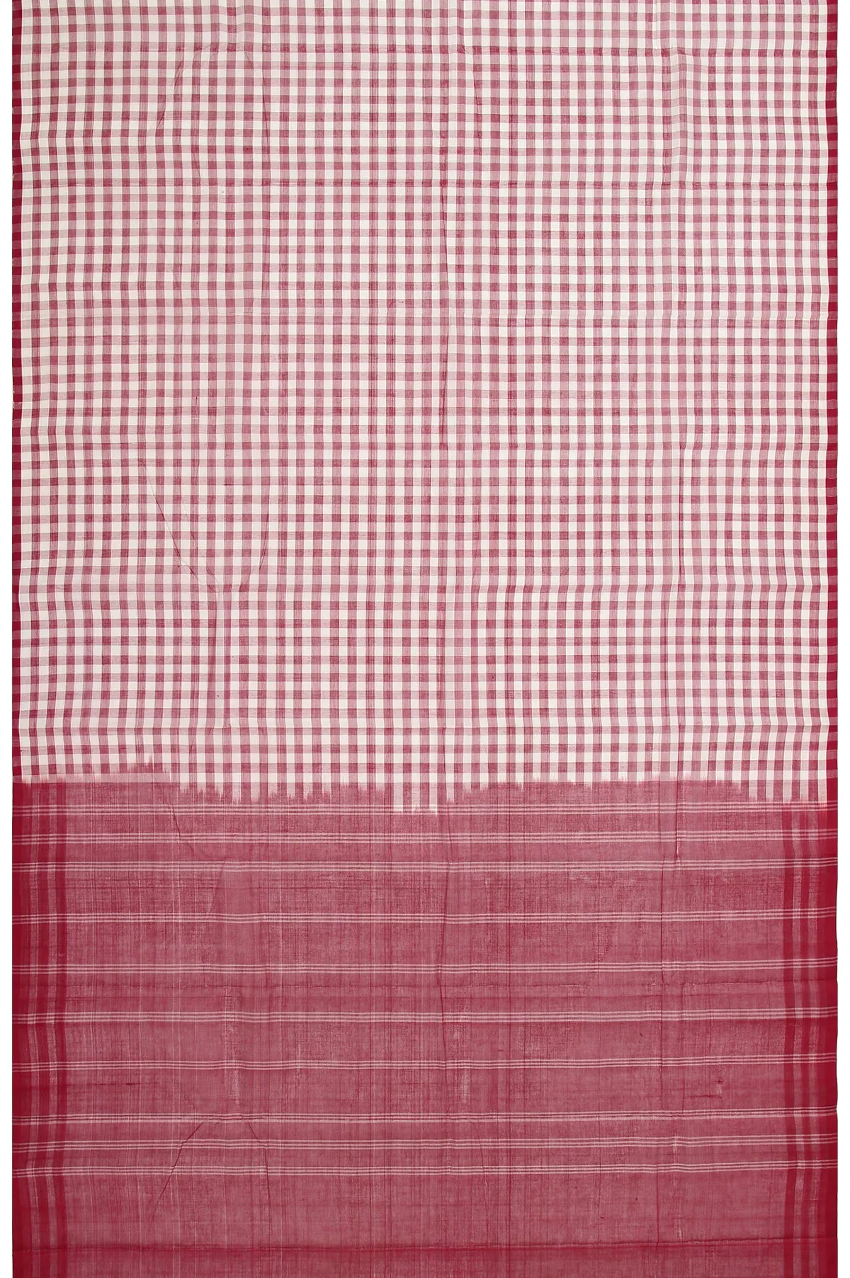 Maroon Kanchi Cotton Saree with Open Border and Checks