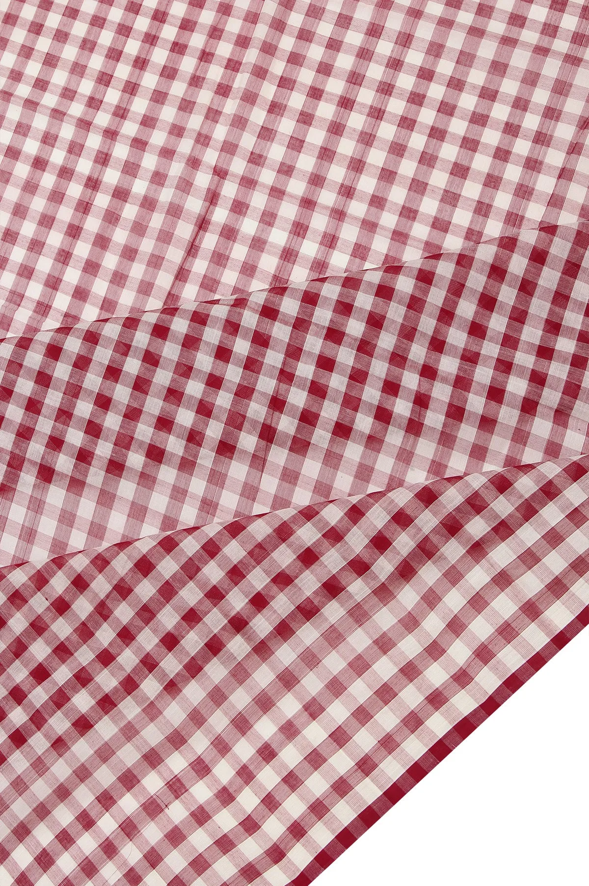 Maroon Kanchi Cotton Saree with Open Border and Checks