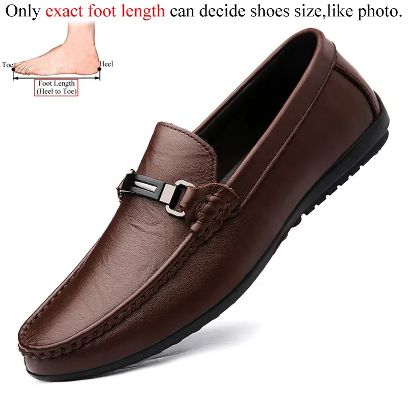 Men Casual Leather Shoes Slip On Fashion Brand Loafer