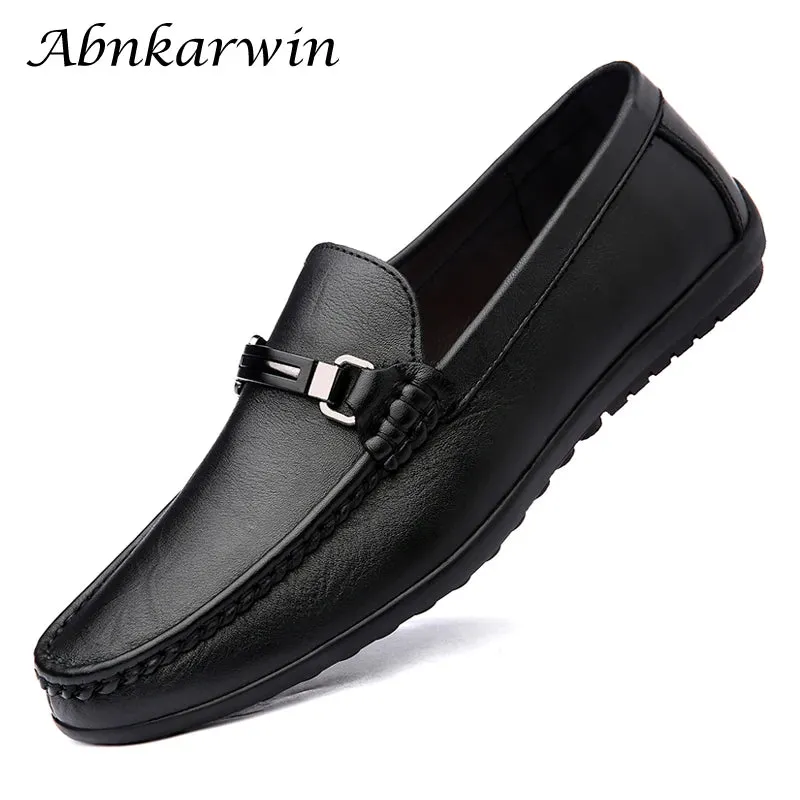 Men Casual Leather Shoes Slip On Fashion Brand Loafer