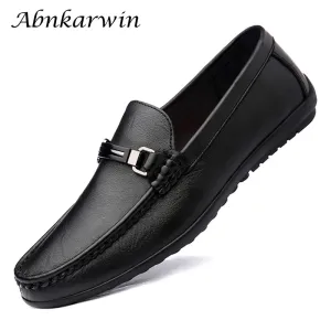 Men Casual Leather Shoes Slip On Fashion Brand Loafer