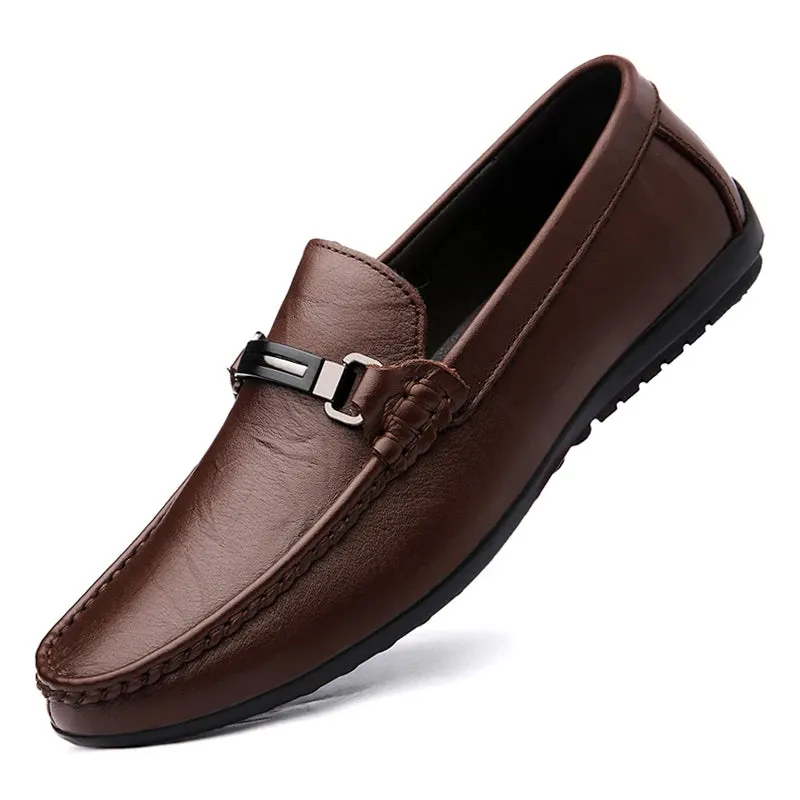 Men Casual Leather Shoes Slip On Fashion Brand Loafer