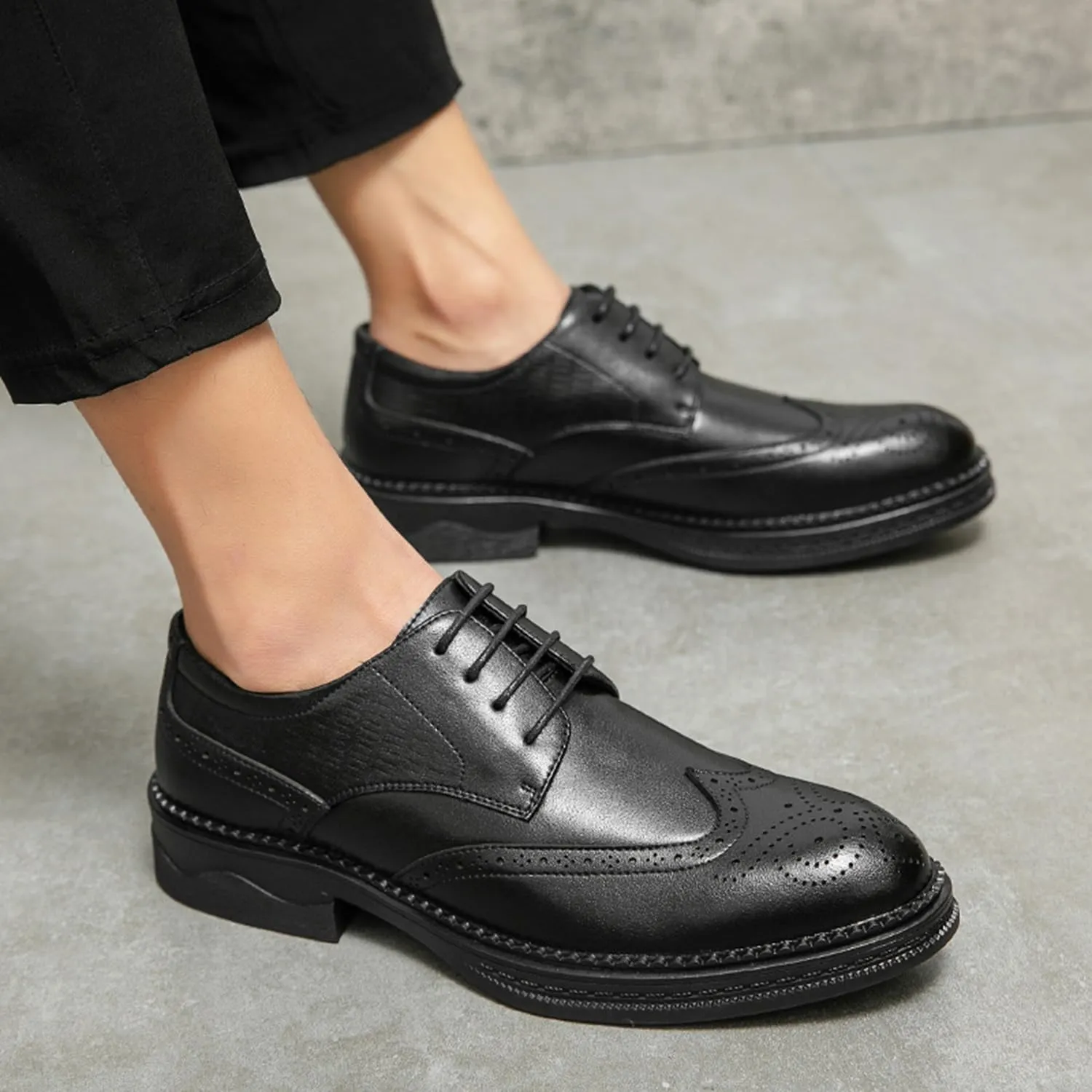 Mens Classic Oxfords Dress Shoes Formal Business Stylish Brogues Derby Lace Up Shoes for Men