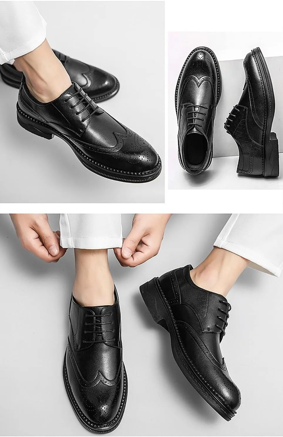 Mens Classic Oxfords Dress Shoes Formal Business Stylish Brogues Derby Lace Up Shoes for Men