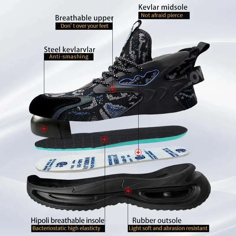 Men's Lightweight Steel Toe Safety Shoes – Breathable, Puncture-Resistant Work Footwear