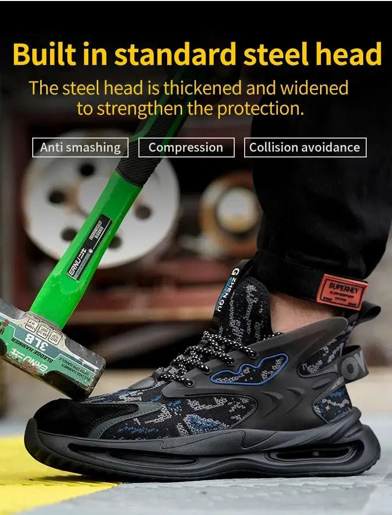 Men's Lightweight Steel Toe Safety Shoes – Breathable, Puncture-Resistant Work Footwear