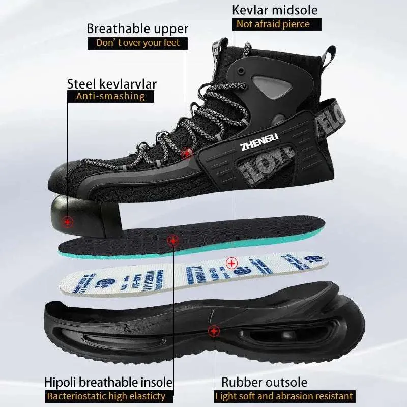 Men's Lightweight Steel Toe Safety Shoes – Breathable, Puncture-Resistant Work Footwear