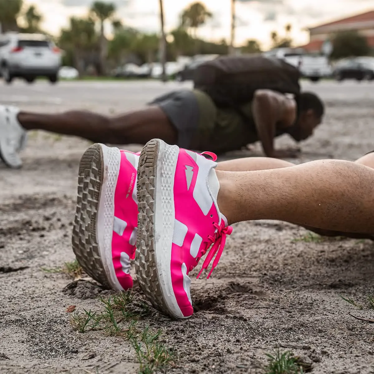 Men's Rough Runners - White   Hot Pink
