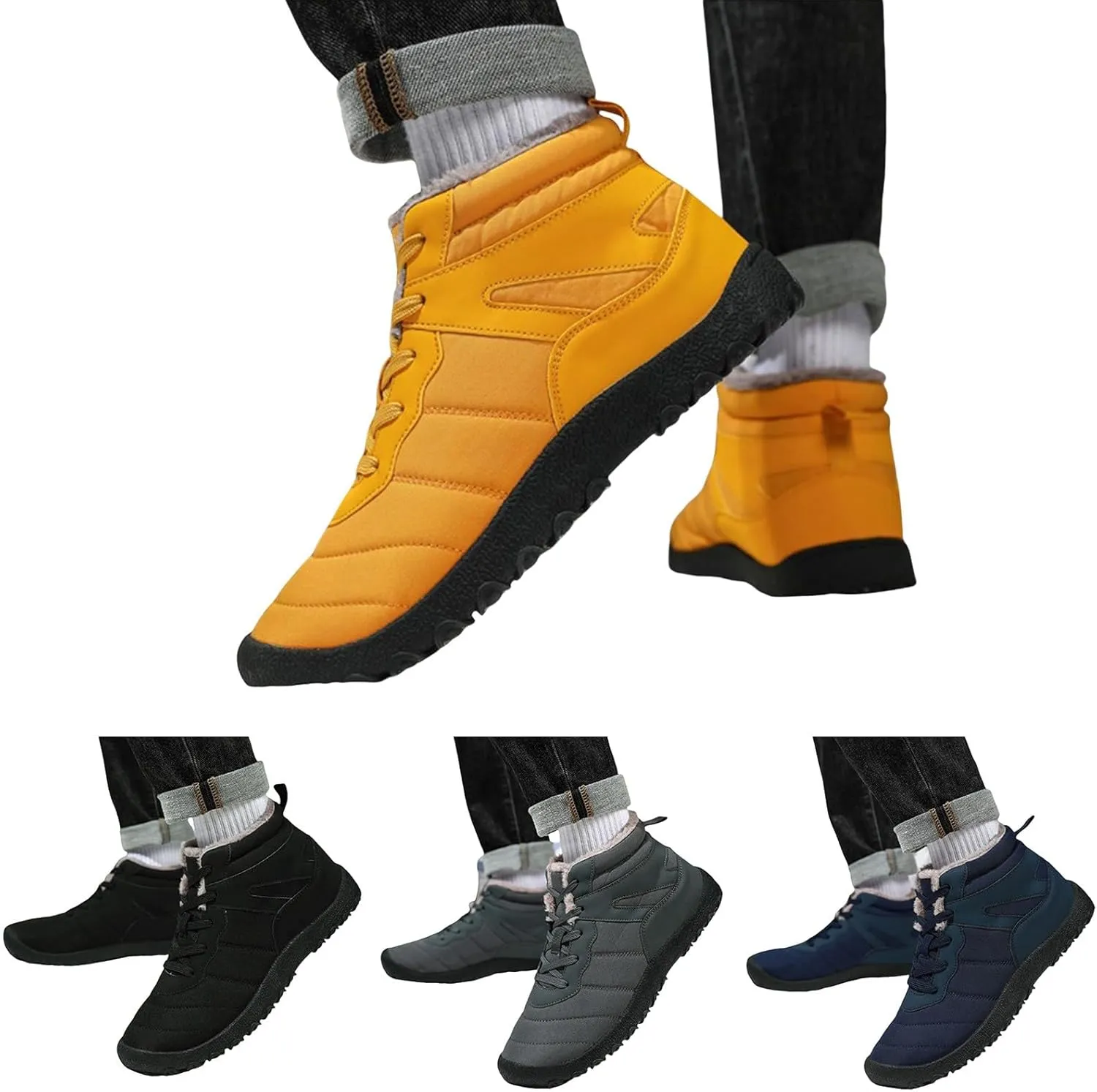 Men's Work Boots Steel Toe Hiking Sneakers Fur Lined Ankle Boot Women's Safety Toe Shoes Steel Toe Work Botas Soft Toe Non Slip Rubber Sole Hike Grounded Footwear
