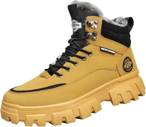 Mens Work Boots Wide Width Hiking Sneakers Warm Fur Lined Womens Safety Toe Shoes Food Service Platform Sneakers Indestructible Hike Grounded Footwear