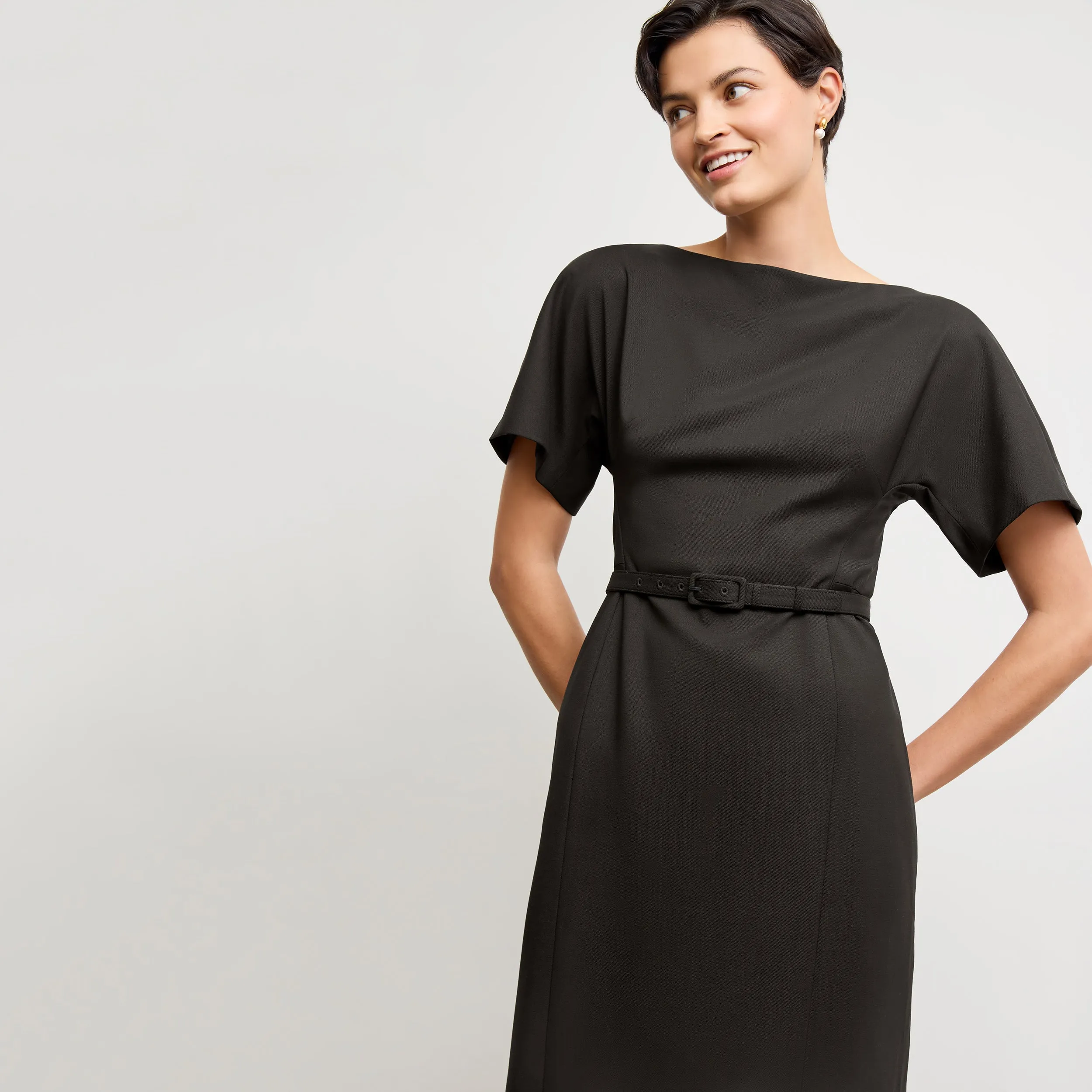 Meredith Executive Dress - Washable Wool Twill :: Black