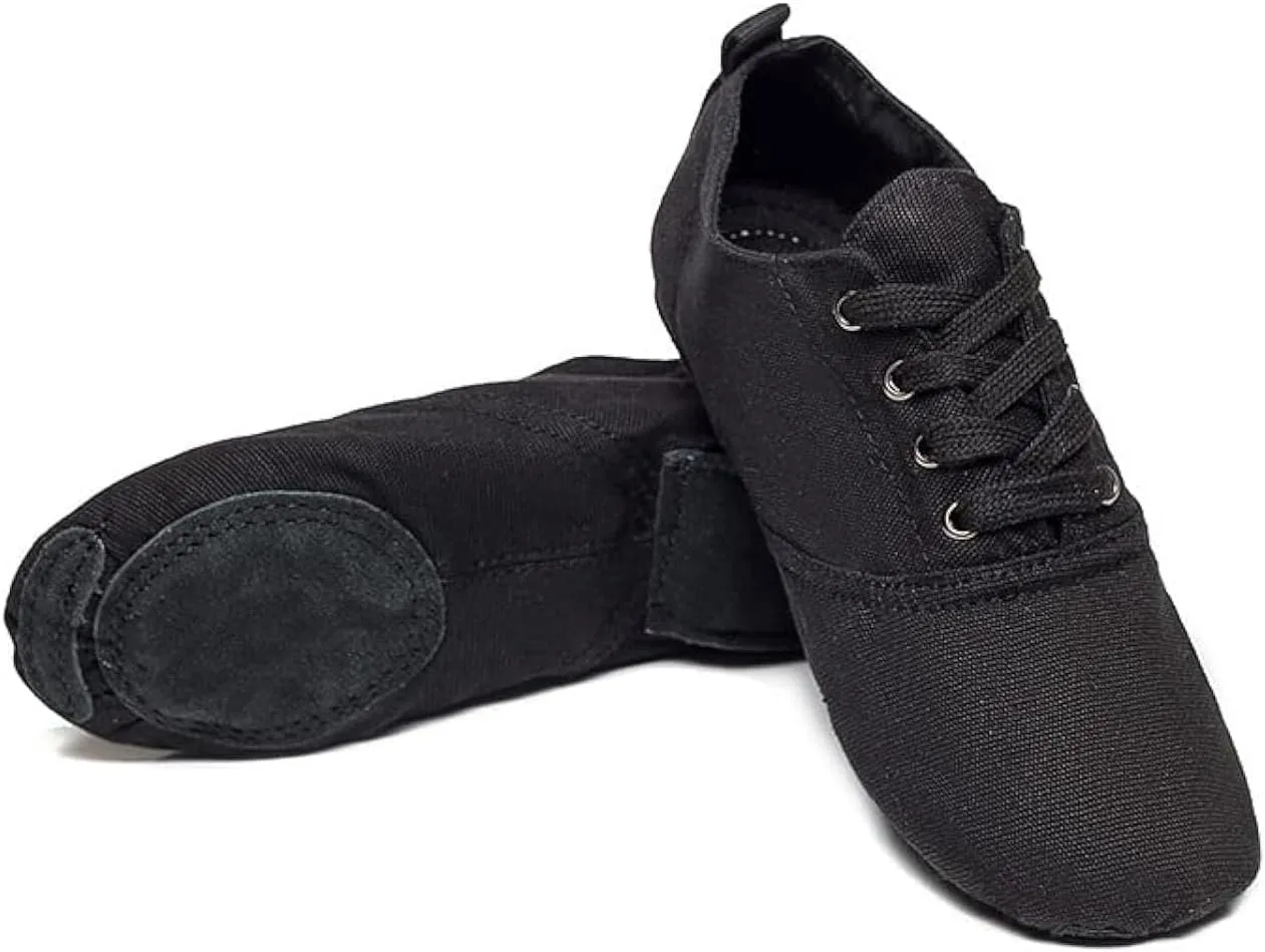 MSMAX Jazz Shoes for Women Girls Split Sole Canvas Ballet Dance Teaching Flats Black 8 M US Women