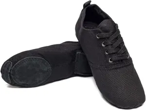 MSMAX Jazz Shoes for Women Girls Split Sole Canvas Ballet Dance Teaching Flats Black 8 M US Women