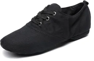 MSMAX Jazz Shoes for Women Girls Split Sole Canvas Ballet Dance Teaching Flats Black 8.5 M US Women