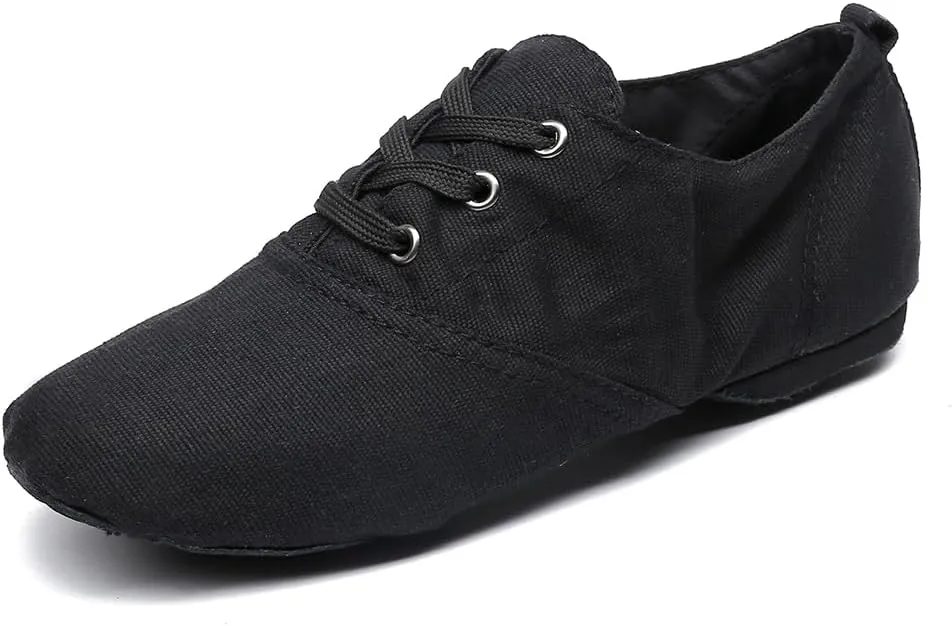 MSMAX Jazz Shoes for Women Girls Split Sole Canvas Ballet Dance Teaching Flats Black 8.5 M US Women