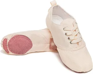 MSMAX Jazz Shoes for Women Girls Split Sole Canvas Ballet Dance Teaching Flats Nude 8 M US Women