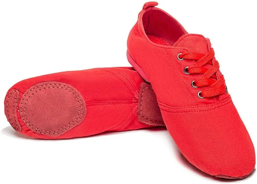 MSMAX Jazz Shoes for Women Girls Split Sole Canvas Ballet Dance Teaching Flats Red 8 M US Women