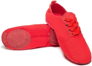 MSMAX Jazz Shoes for Women Girls Split Sole Canvas Ballet Dance Teaching Flats Red 8 M US Women