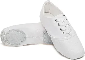 MSMAX Jazz Shoes for Women Girls Split Sole Canvas Ballet Dance Teaching Flats White 6 M US Women