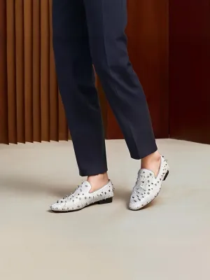 New gold and silver hot diamond tip rivets trendy set of feet men's loafers European and American big-name nightclub party trendy low-top shoes