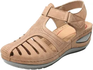 Orthopedic Womens Sandals Women Wedge Shoes Summer Casual Bohemia Gladiator Closed Toe Sandal Comfort Ankle Strap Slip On Hollow Out Slides for Women