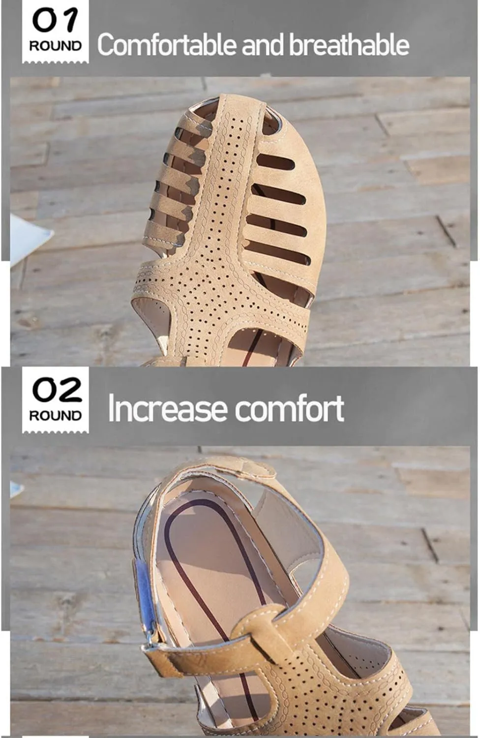 Orthopedic Womens Sandals Women Wedge Shoes Summer Casual Bohemia Gladiator Closed Toe Sandal Comfort Ankle Strap Slip On Hollow Out Slides for Women