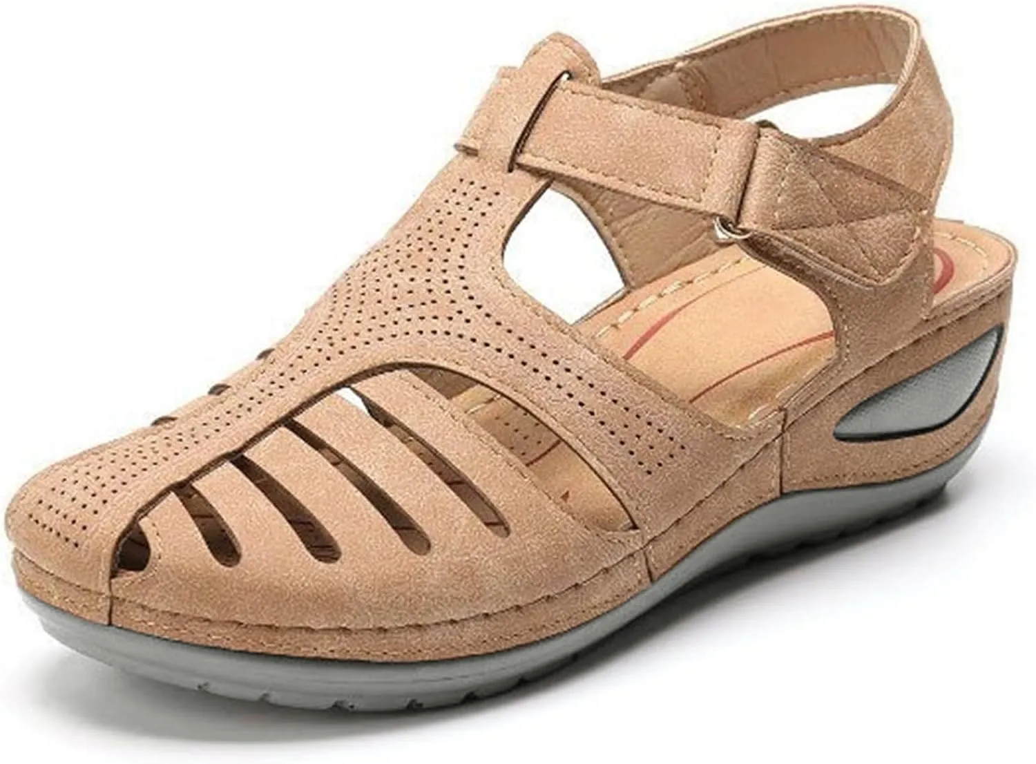 Orthopedic Womens Sandals Women Wedge Shoes Summer Casual Bohemia Gladiator Closed Toe Sandal Comfort Ankle Strap Slip On Hollow Out Slides for Women