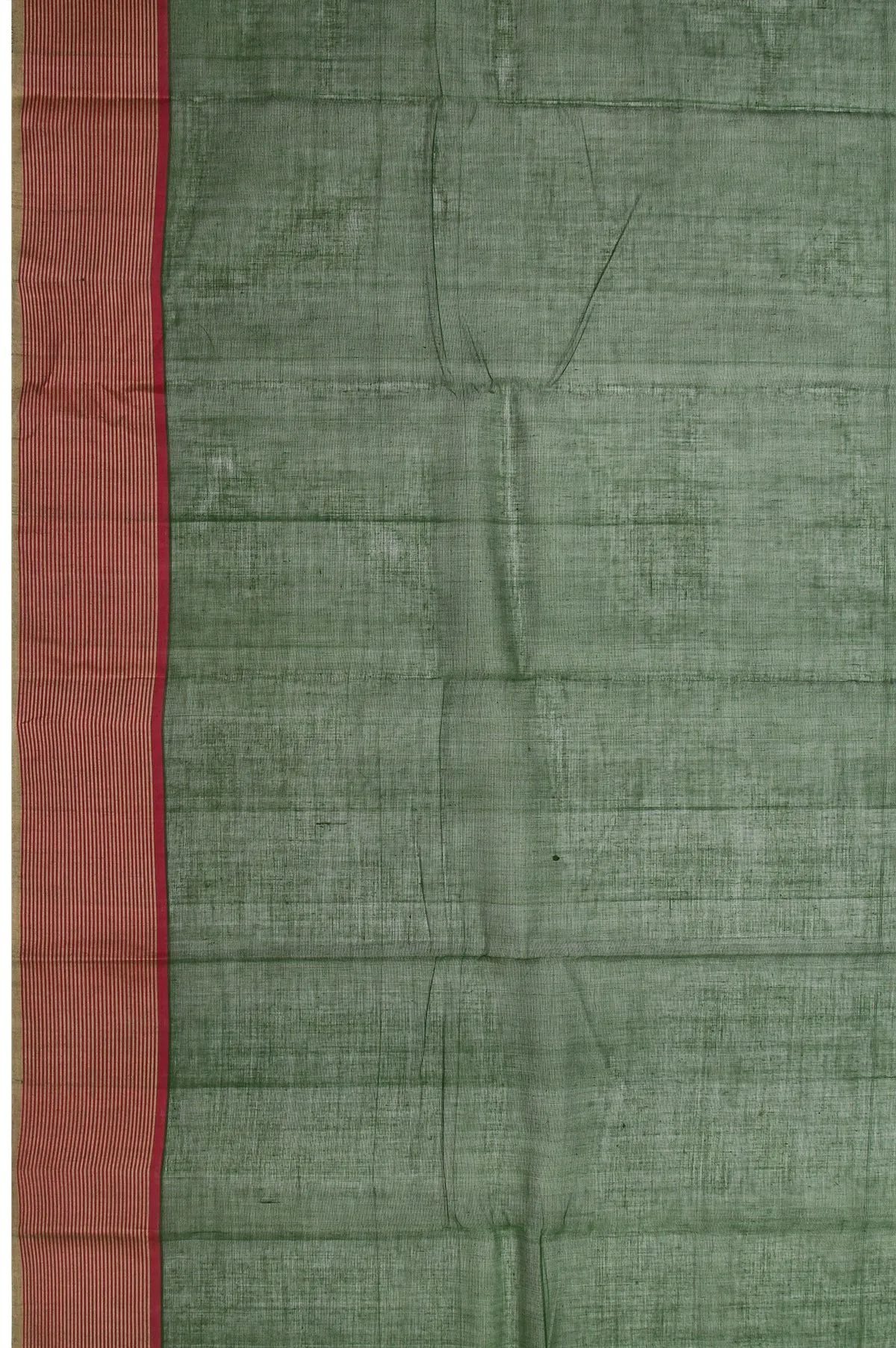 Parrot Green Kanchi Cotton Saree with Gold Zari Stripes and Thread Work