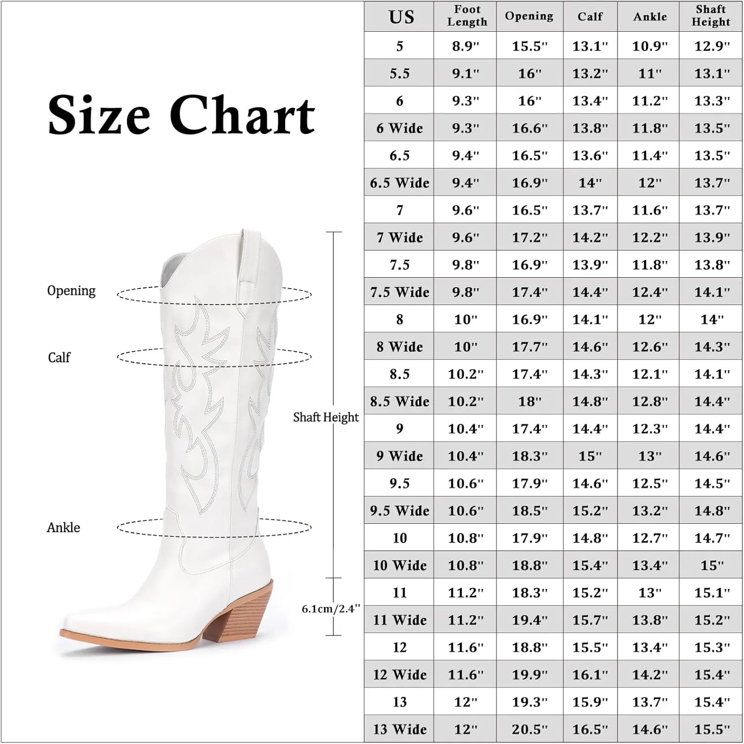 Pasuot Western Cowboy Boots for Women - Knee High Wide Calf Cowgirl Boots with Classic Embroidered, Slip On Pointed Toe Chunky Heel Fashion Retro Classic Pull On Tall Boot for Girls Ladies Fall Winter