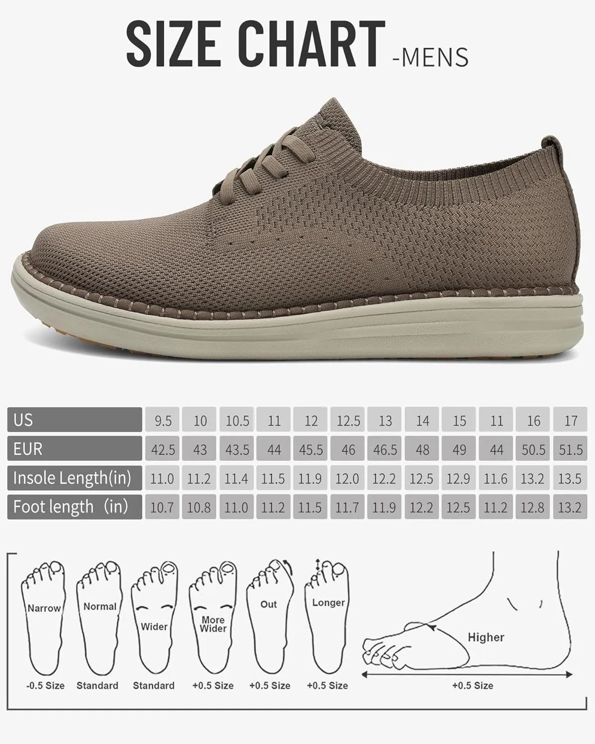 PROMOLA Wide Toe Box Shoes for Men Casual Dress Shoes Wide Width Non Slip Walking Shoes with Arch Support