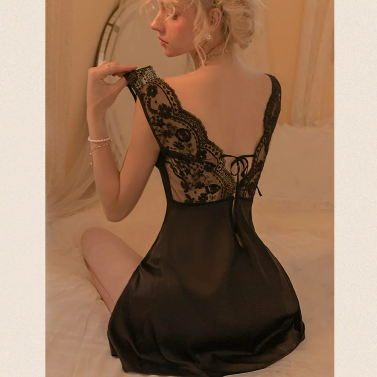 Roche lace and satin slip
