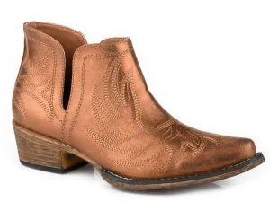 Roper Womens Ava Metallic Copper Faux Leather Ankle Boots