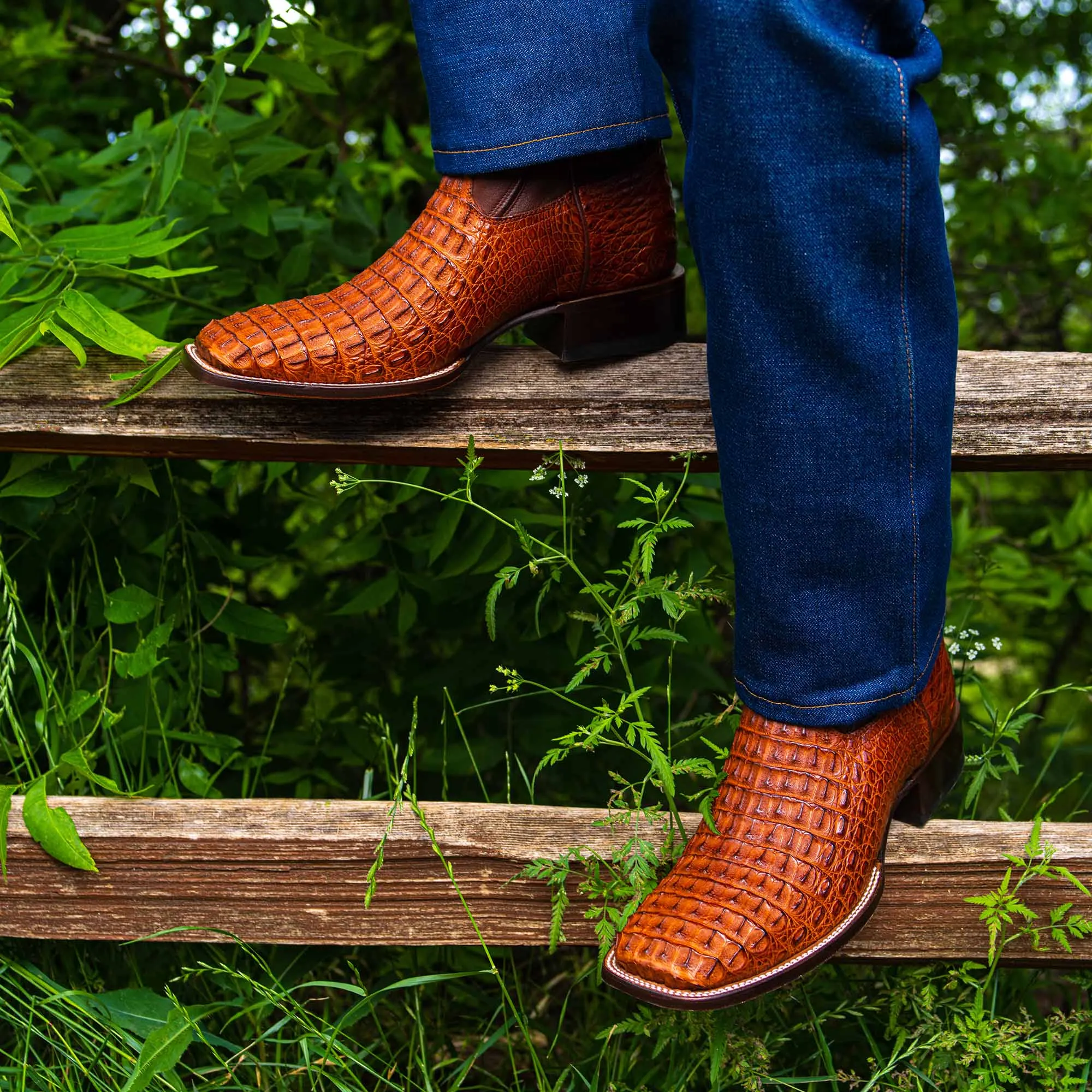 Rujo Boots Men's The Jake Caramel Caiman Hornback Boots