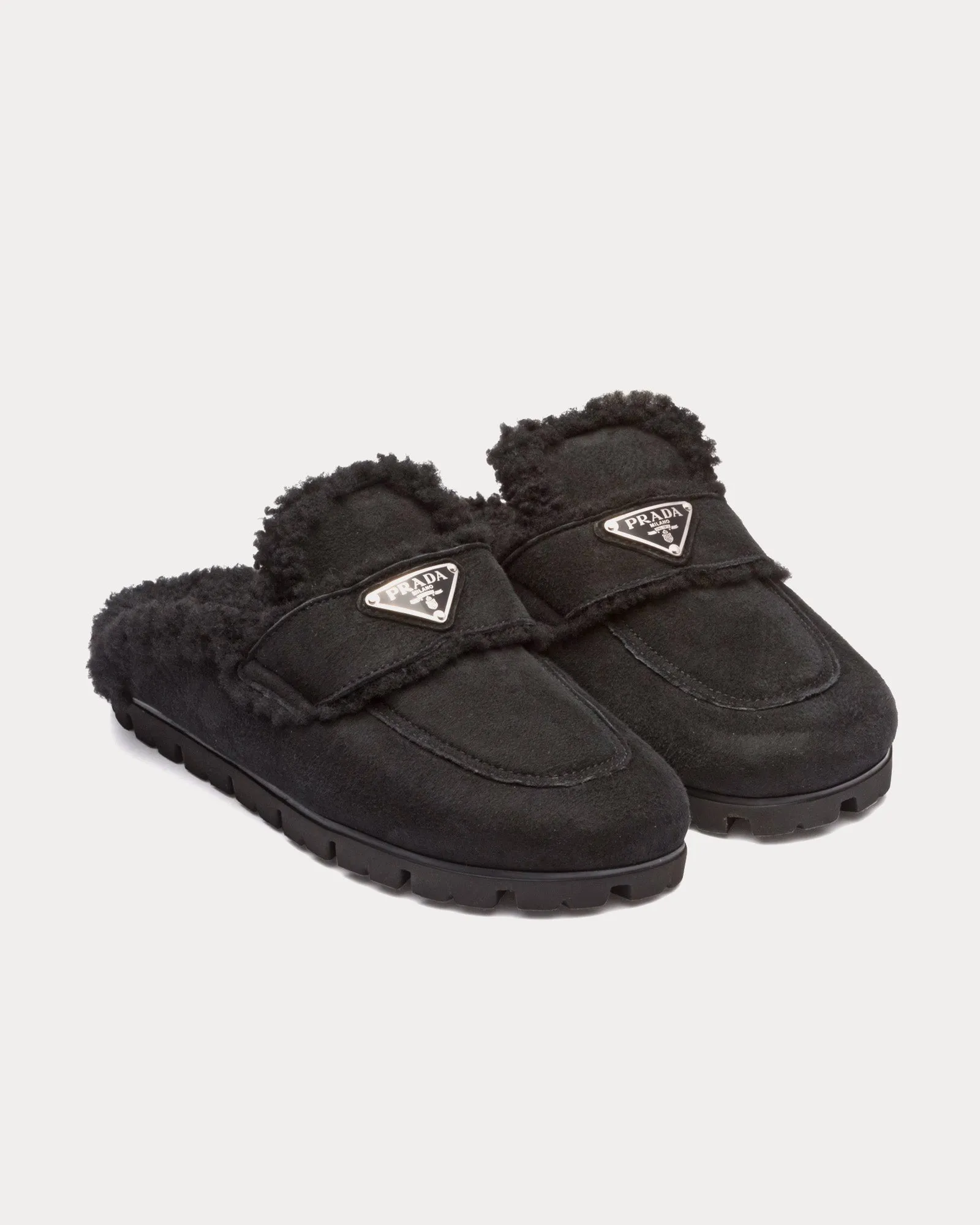 Shearling Black Slippers