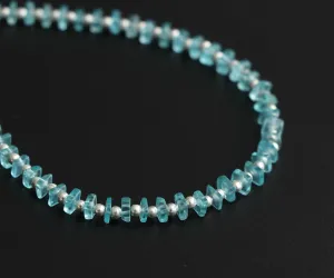 Sky Apatite Smooth Square Flats Beads With Metal Balls - 2x3 mm to 2x4 mm - Apatite Jewelry Making Beads, 8 Inch Full Strand, Price Per Strand