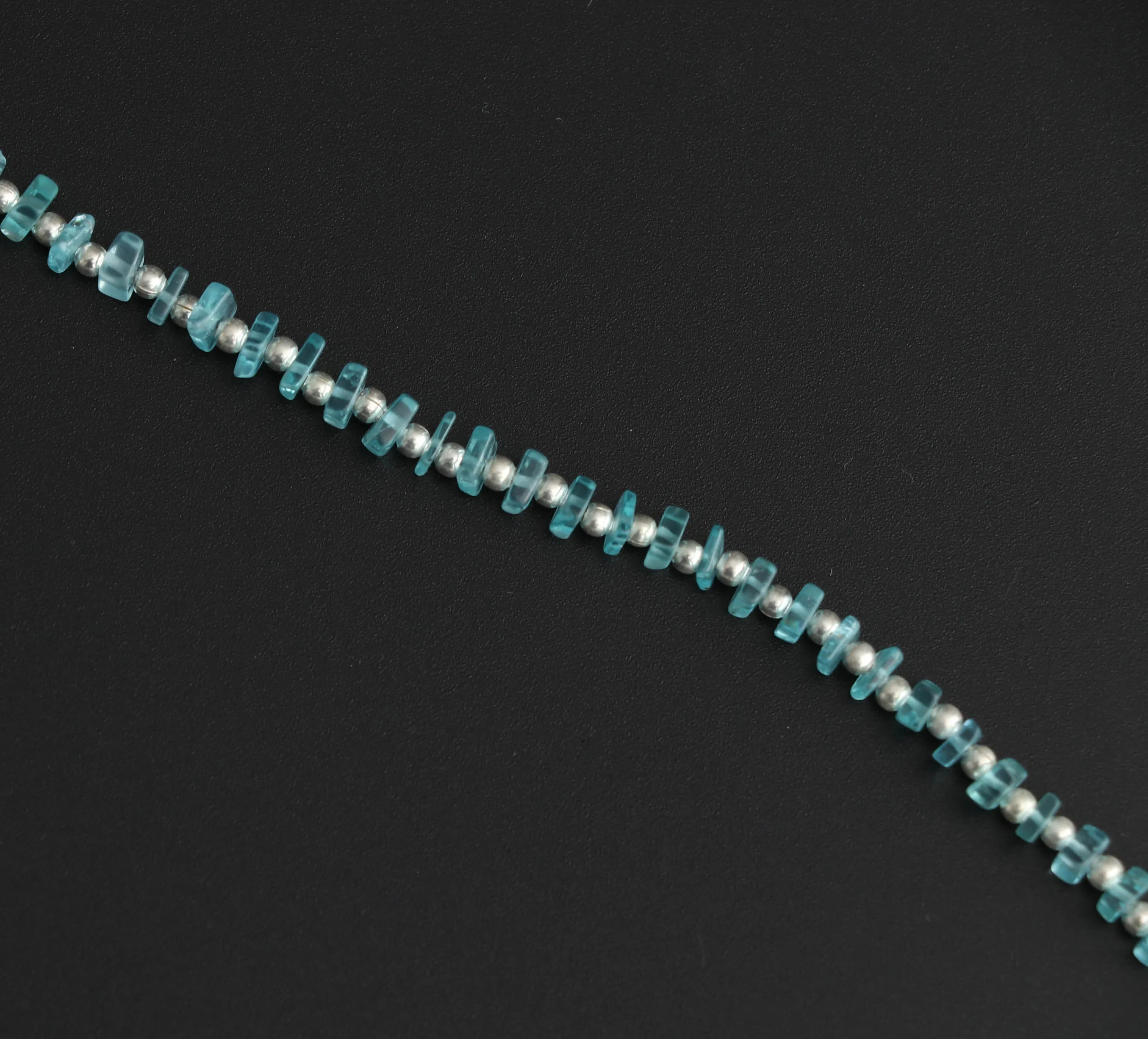Sky Apatite Smooth Square Flats Beads With Metal Balls - 2x3 mm to 2x4 mm - Apatite Jewelry Making Beads, 8 Inch Full Strand, Price Per Strand