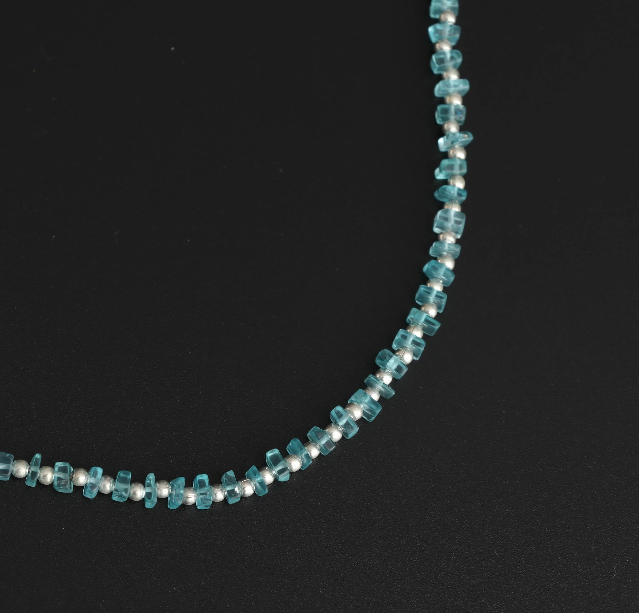 Sky Apatite Smooth Square Flats Beads With Metal Balls - 2x3 mm to 2x4 mm - Apatite Jewelry Making Beads, 8 Inch Full Strand, Price Per Strand