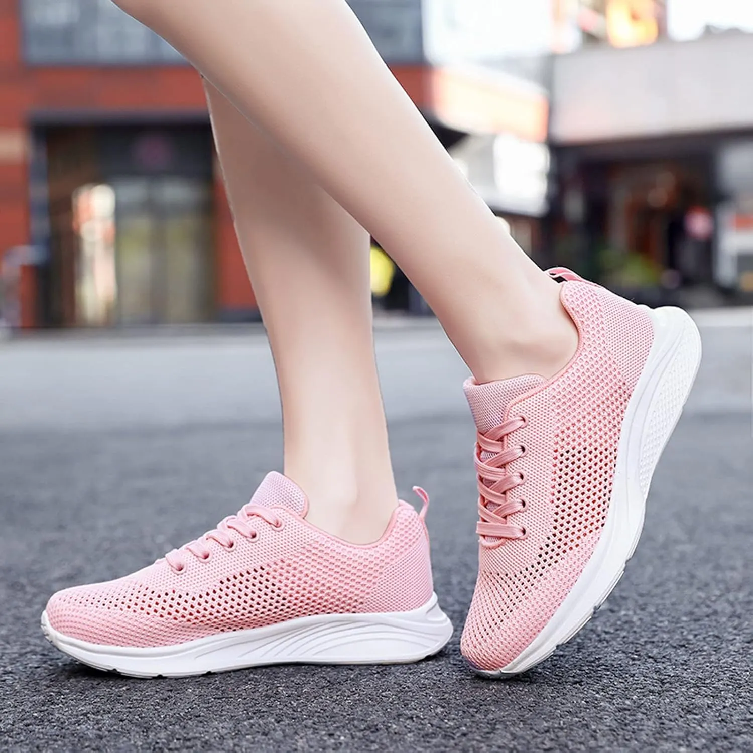 Sneakers for Women Casual Mesh Breathable Lace Up Walking Non Slip Work Shoes Women Athletic Women's Casual Shoes Casual Sneakers Black Tennis Shoe Trainers Shoe