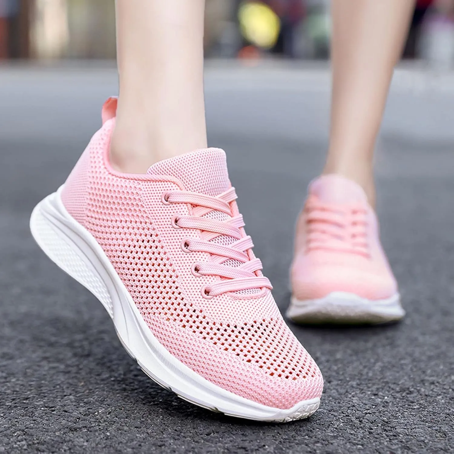 Sneakers for Women Casual Mesh Breathable Lace Up Walking Non Slip Work Shoes Women Athletic Women's Casual Shoes Casual Sneakers Black Tennis Shoe Trainers Shoe