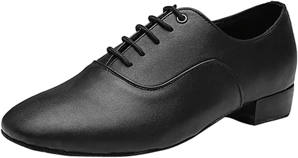 TDA Men's Classic Lace-up Black Leather Tango Ballroom Salsa Latin Dance Wedding Shoes 11 M US